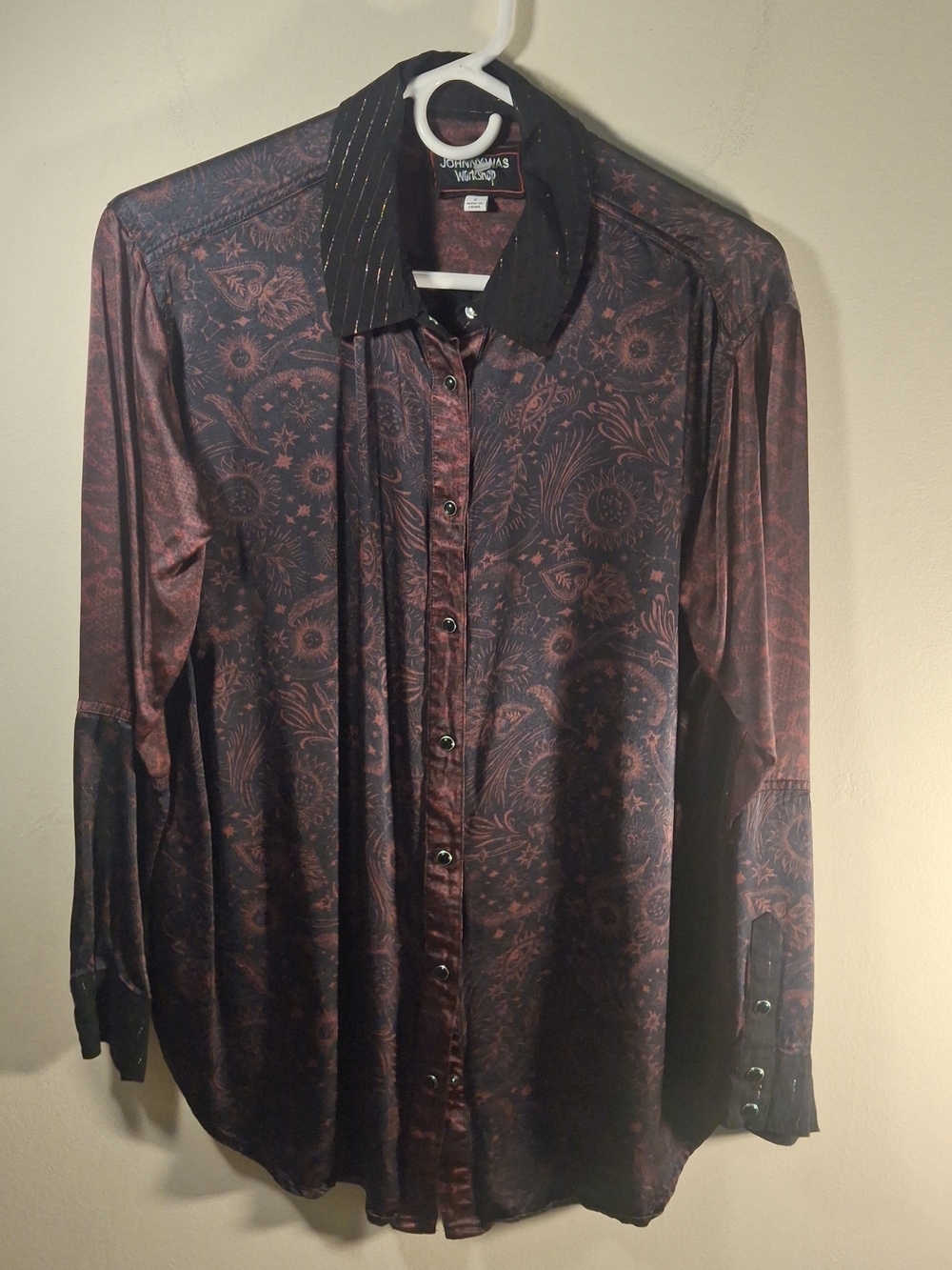 Johnny Was Workshop Dark Plum/Purple Women's Button Down Paisley Blouse